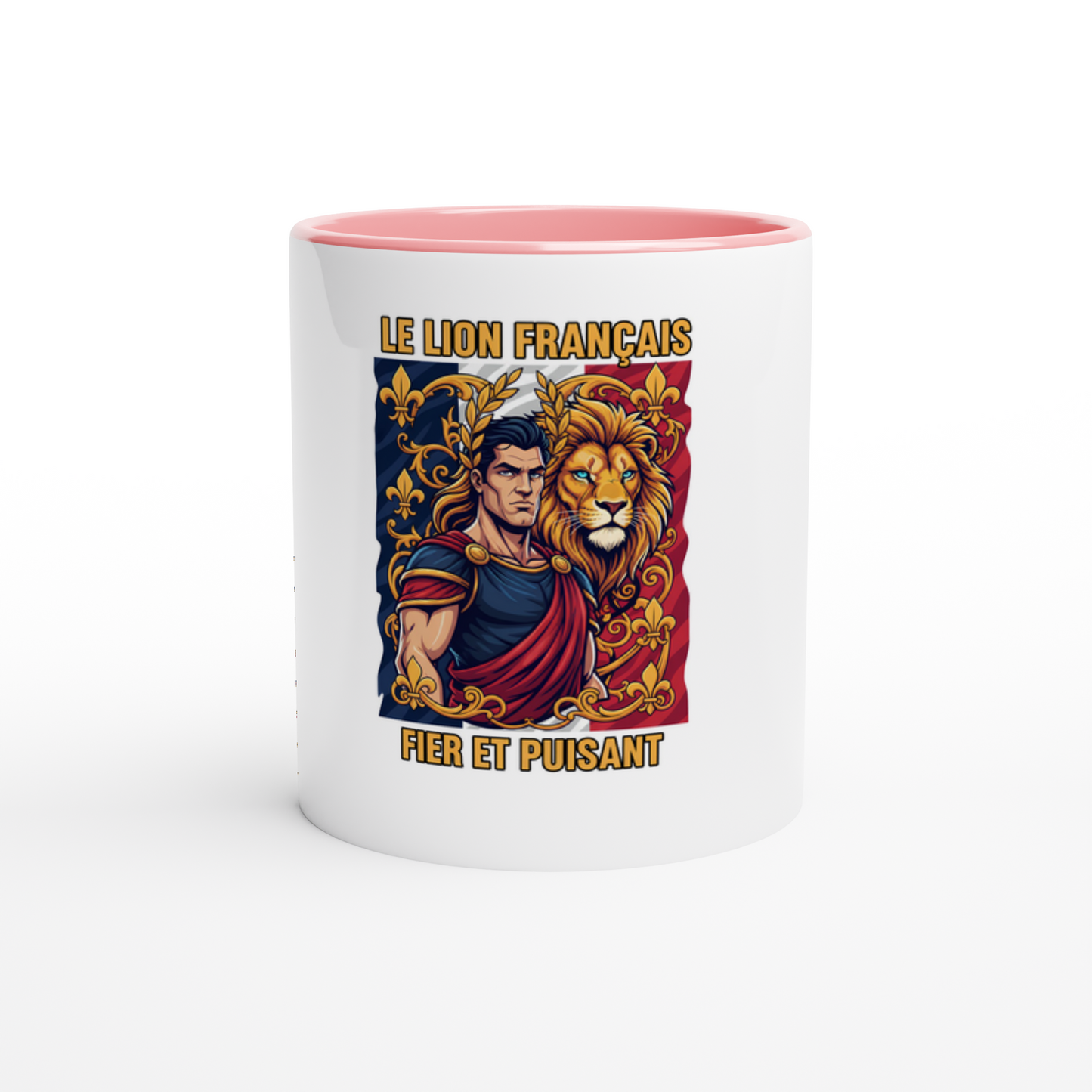 Keramikbecher mit Löwenmotiv „stark“, 325 ml (11 oz)