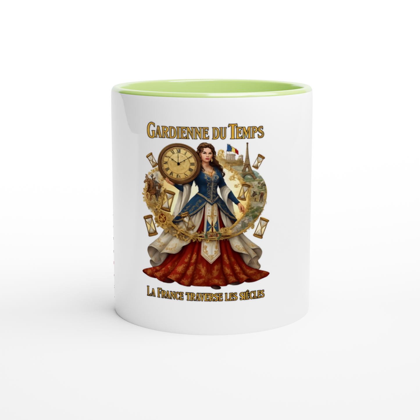 Mug en céramique blanche gardienne du temps  325 ml (11 oz) avec intérieur coloré