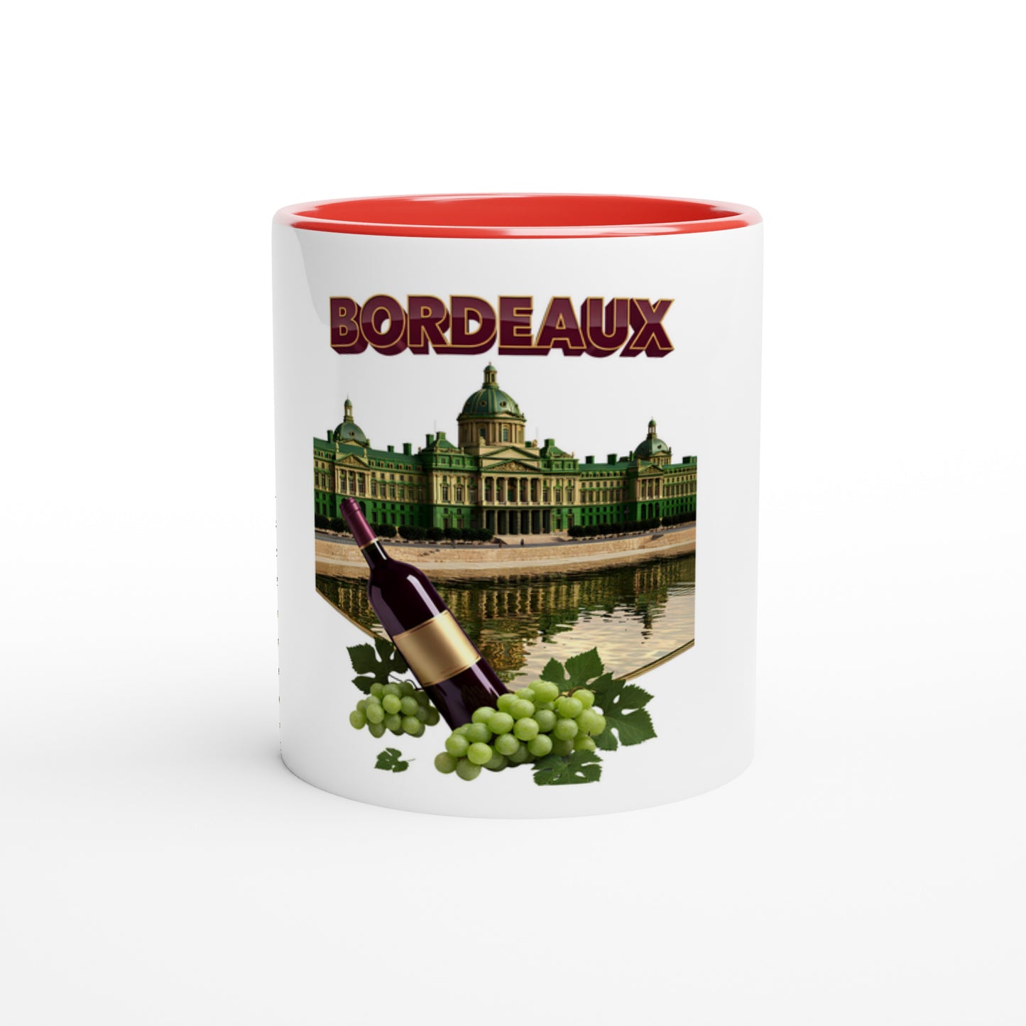 325 ml (11 oz) Burgundy Ceramic Mug, City of France