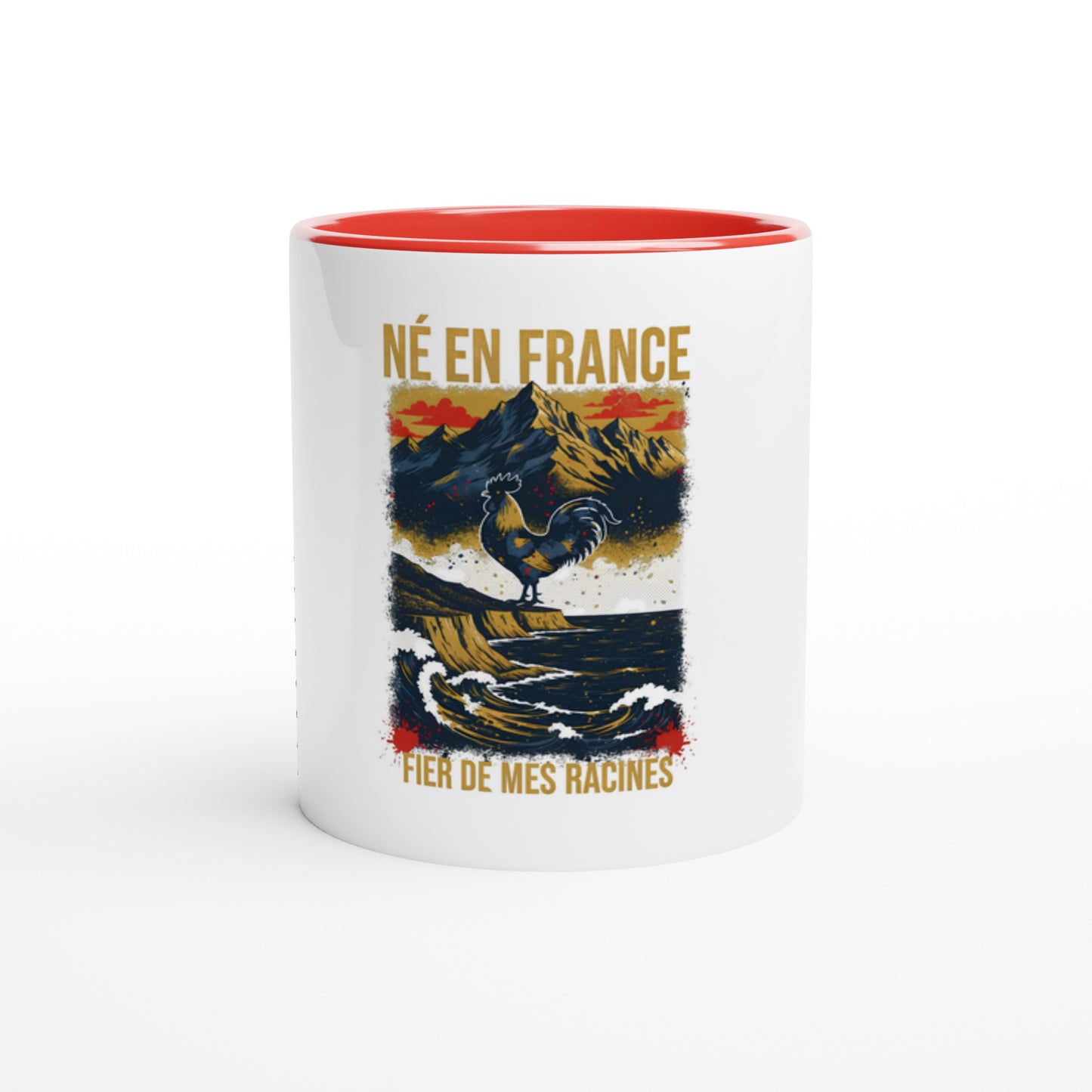 Mug en céramique  né en France  blanche  325 ml (11 oz) avec intérieur coloré