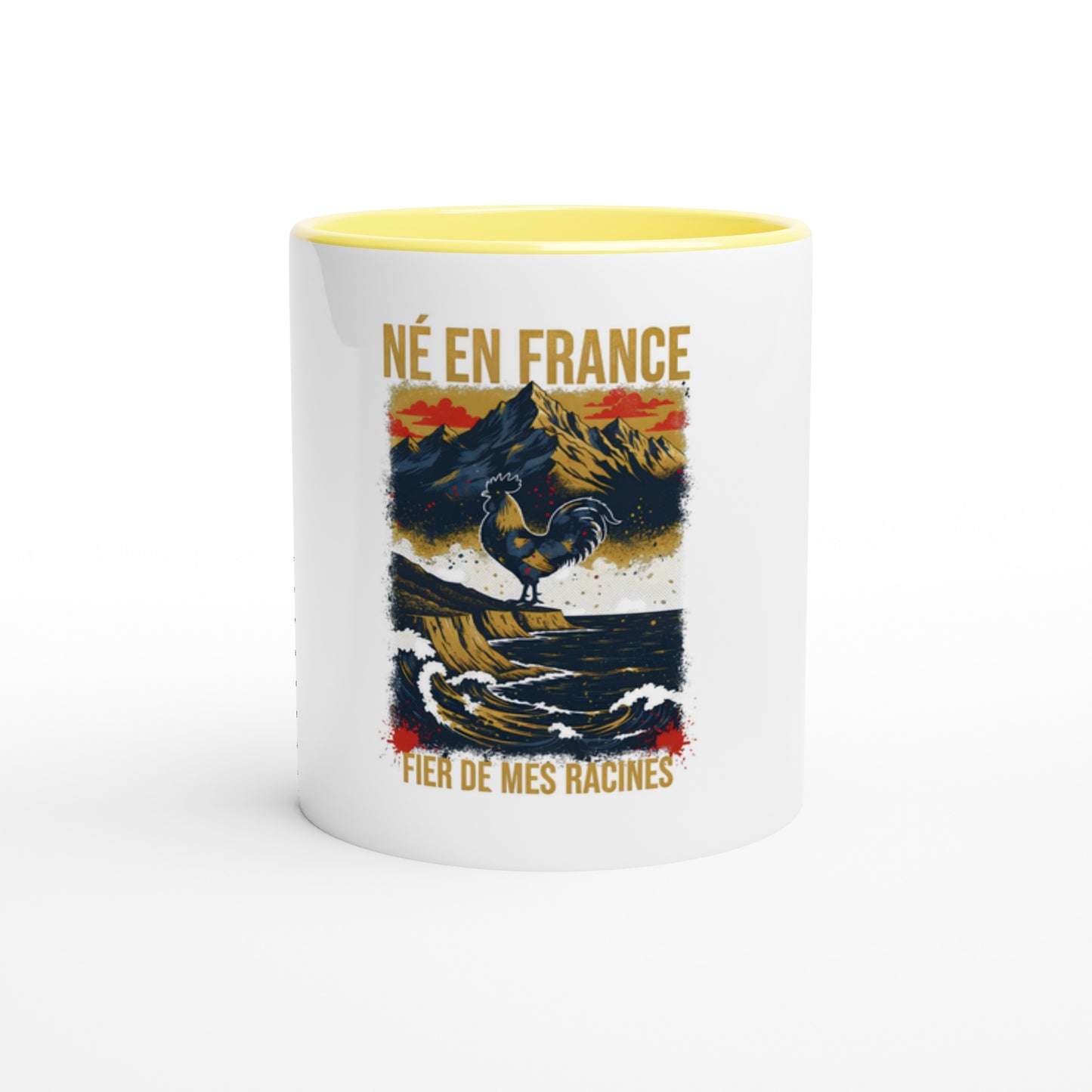 Mug en céramique  né en France  blanche  325 ml (11 oz) avec intérieur coloré