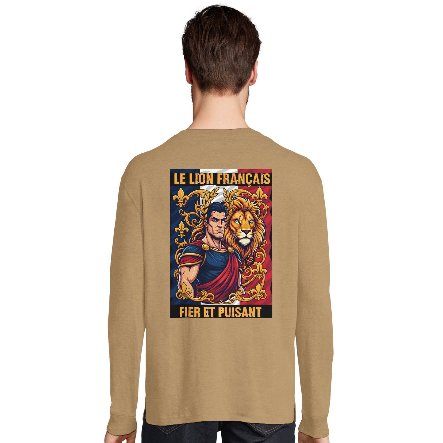 Herren-T-Shirt starker Löwe französischer Stil Langarm Bio-Baumwolle | SOL'S Pioneer LSL 03982