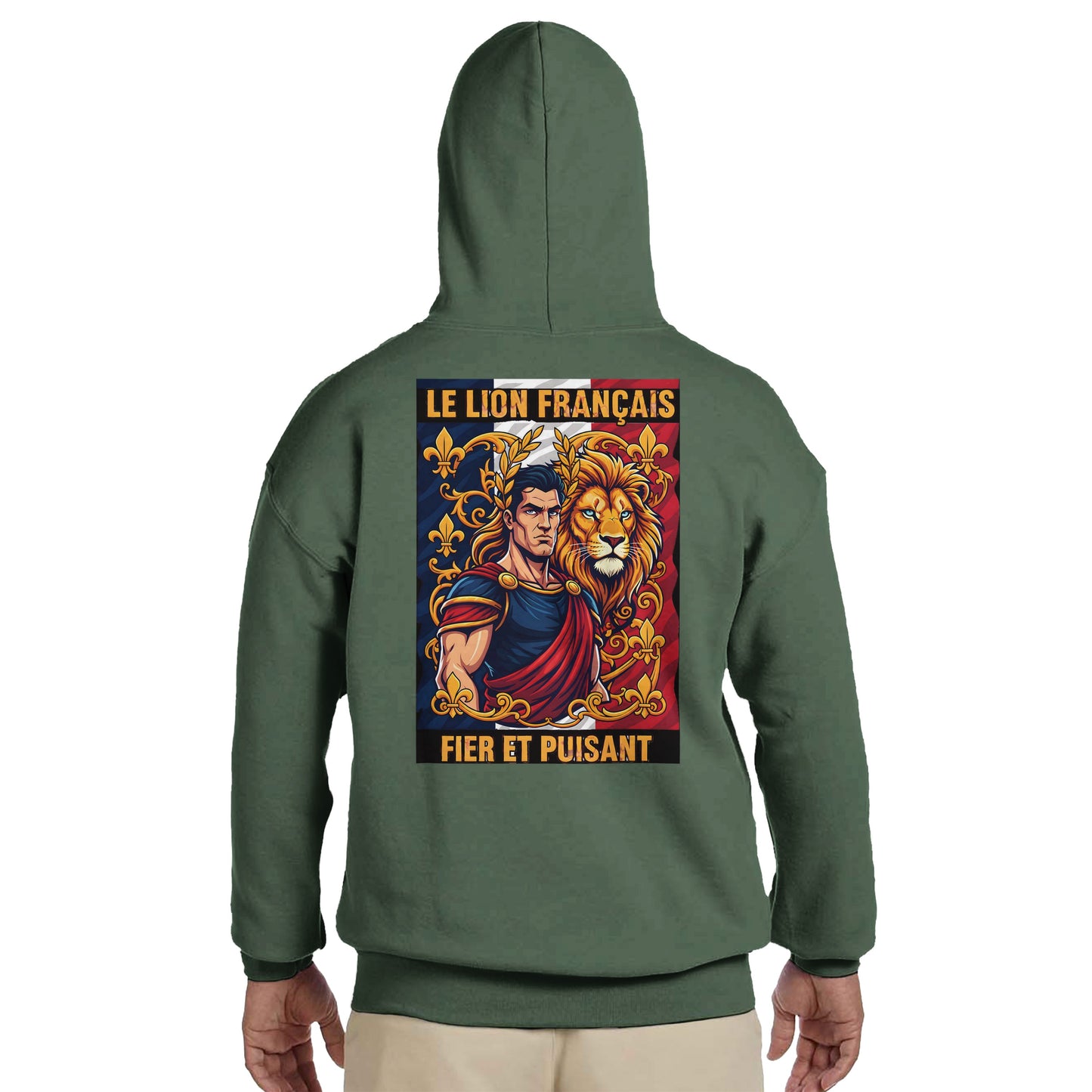 Men's Hoodie - Strong Lion - French Style - Classic | Gildan® 18500
