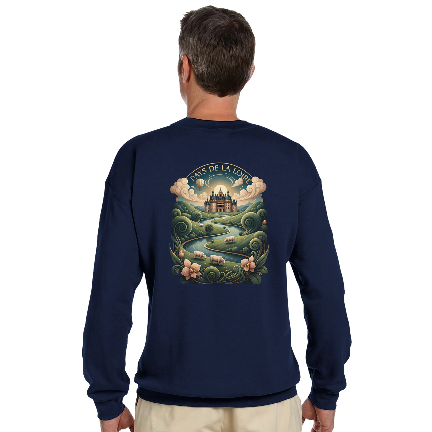 Klassisches Unisex-Sweatshirt Pays de la Loire mit Rundhalsausschnitt | Gildan® 18000