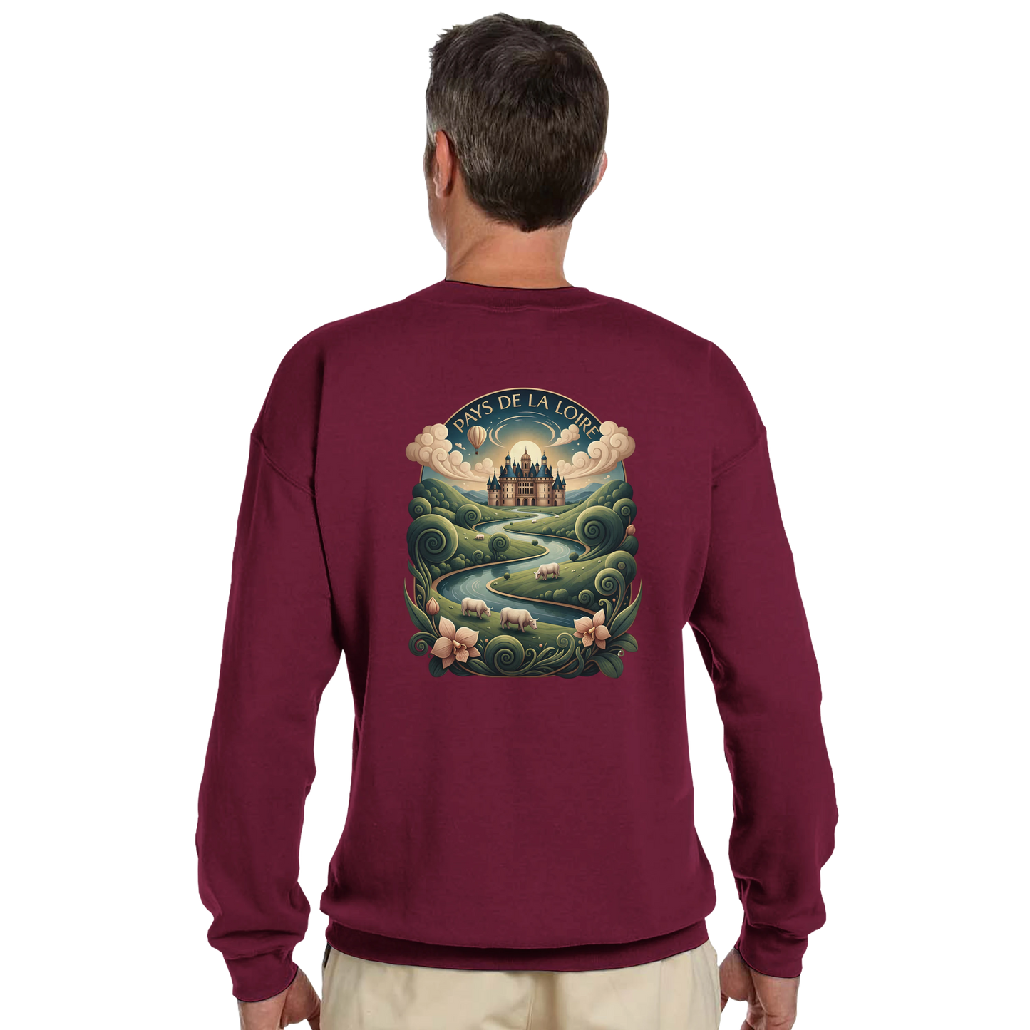 Klassisches Unisex-Sweatshirt Pays de la Loire mit Rundhalsausschnitt | Gildan® 18000