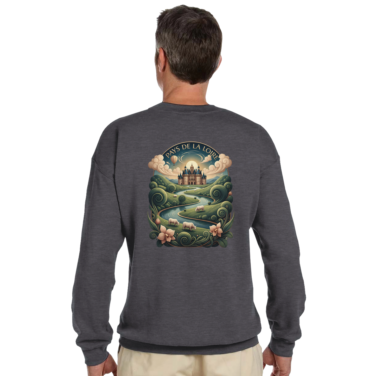 Klassisches Unisex-Sweatshirt Pays de la Loire mit Rundhalsausschnitt | Gildan® 18000