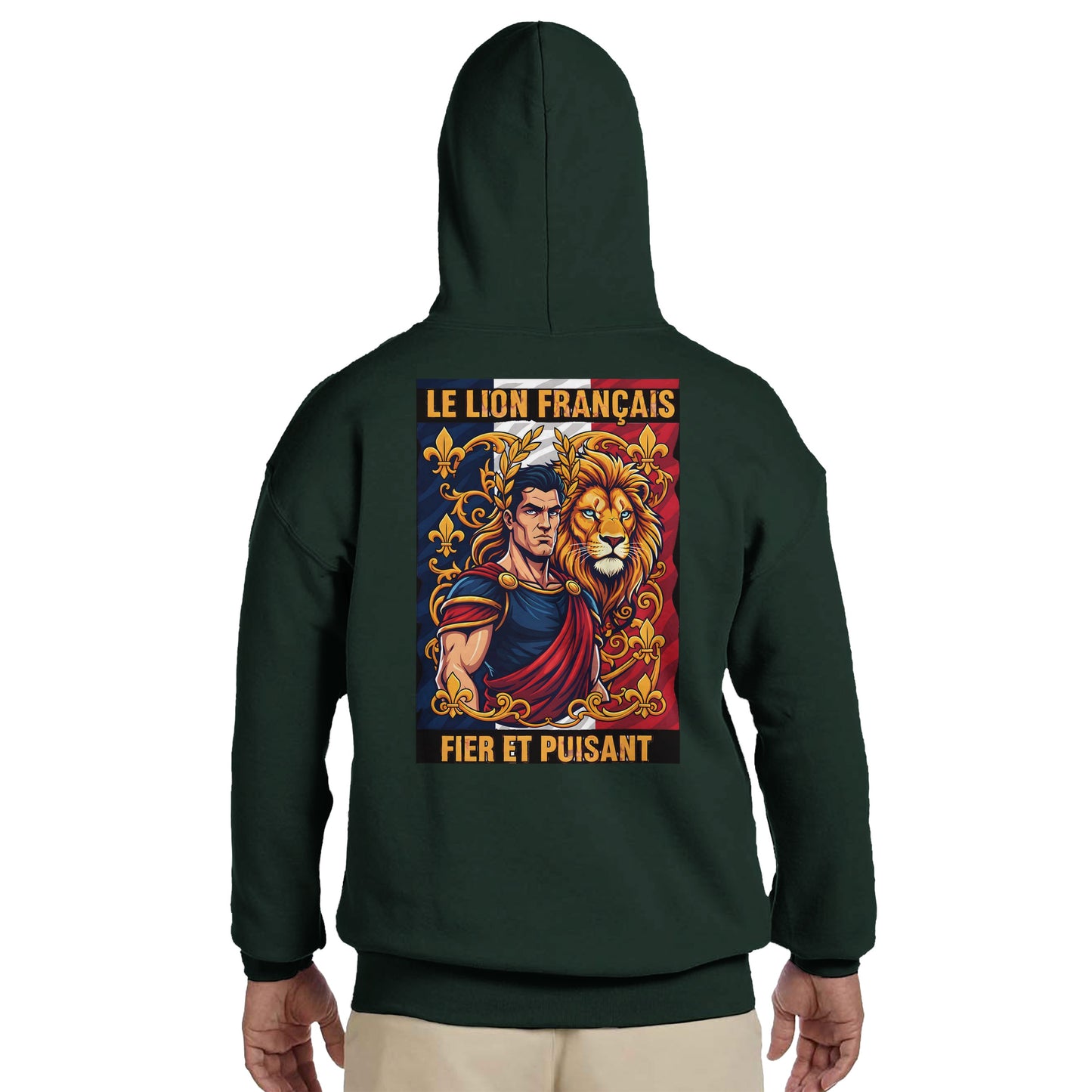 Men's Hoodie - Strong Lion - French Style - Classic | Gildan® 18500