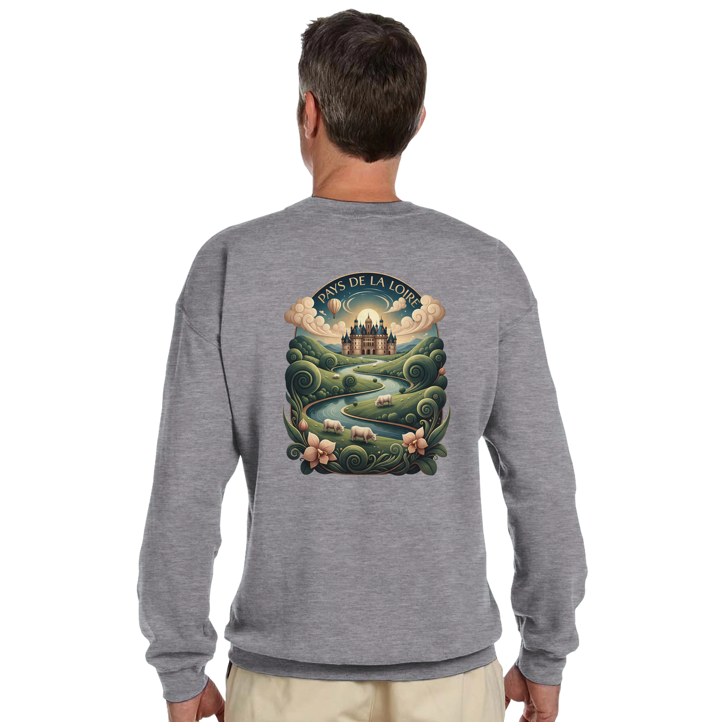 Klassisches Unisex-Sweatshirt Pays de la Loire mit Rundhalsausschnitt | Gildan® 18000