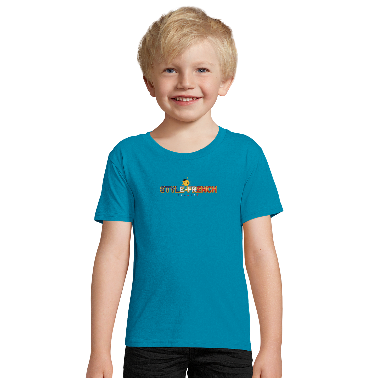 T-shirt boy little Frenchie in the Stars organic fitted | SOL'S Pioneer Kids 03578