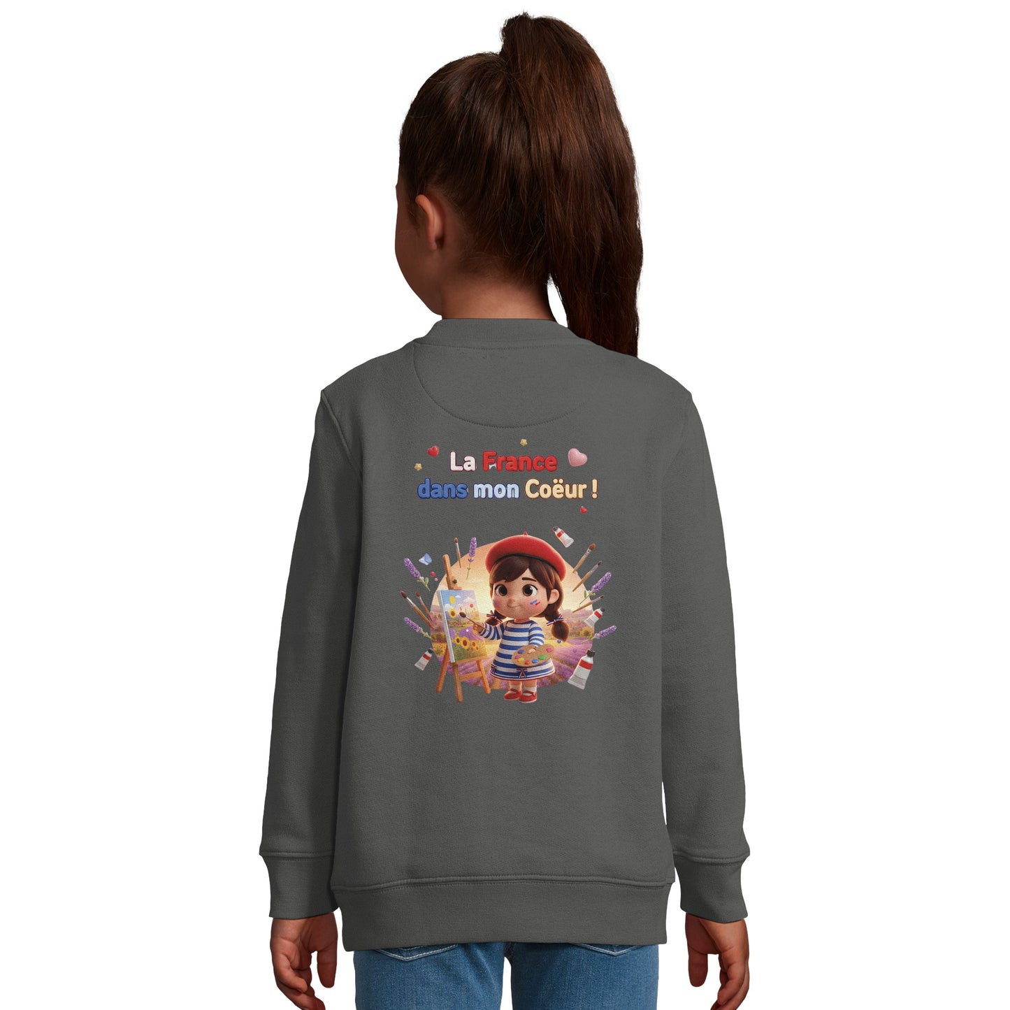 Mädchen-Sweatshirt im französischen Stil „la France dans mon cœur“ aus recyceltem Mischgewebe | SOL'S Columbia Kids 04239