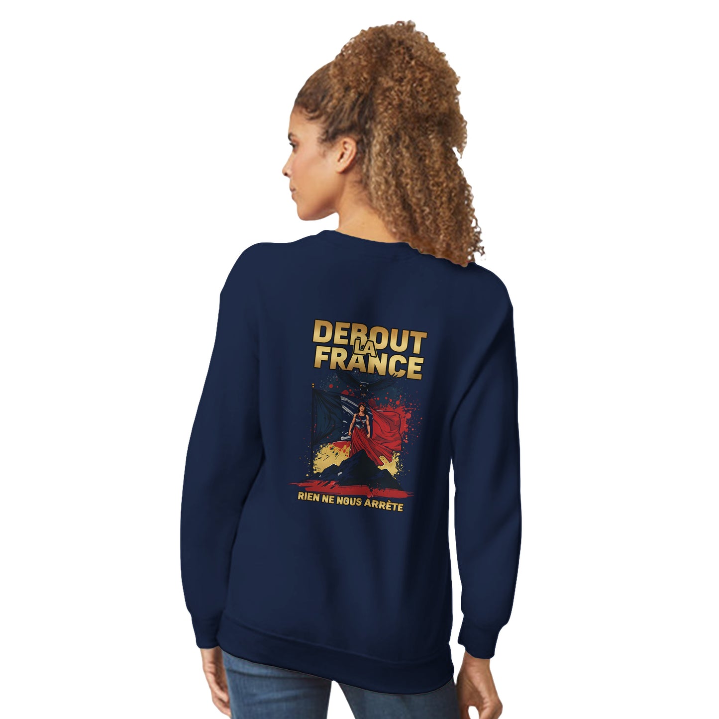 Damen-Sweatshirt „debout la France“ im klassischen französischen Rundhals-Stil | Gildan® 18000