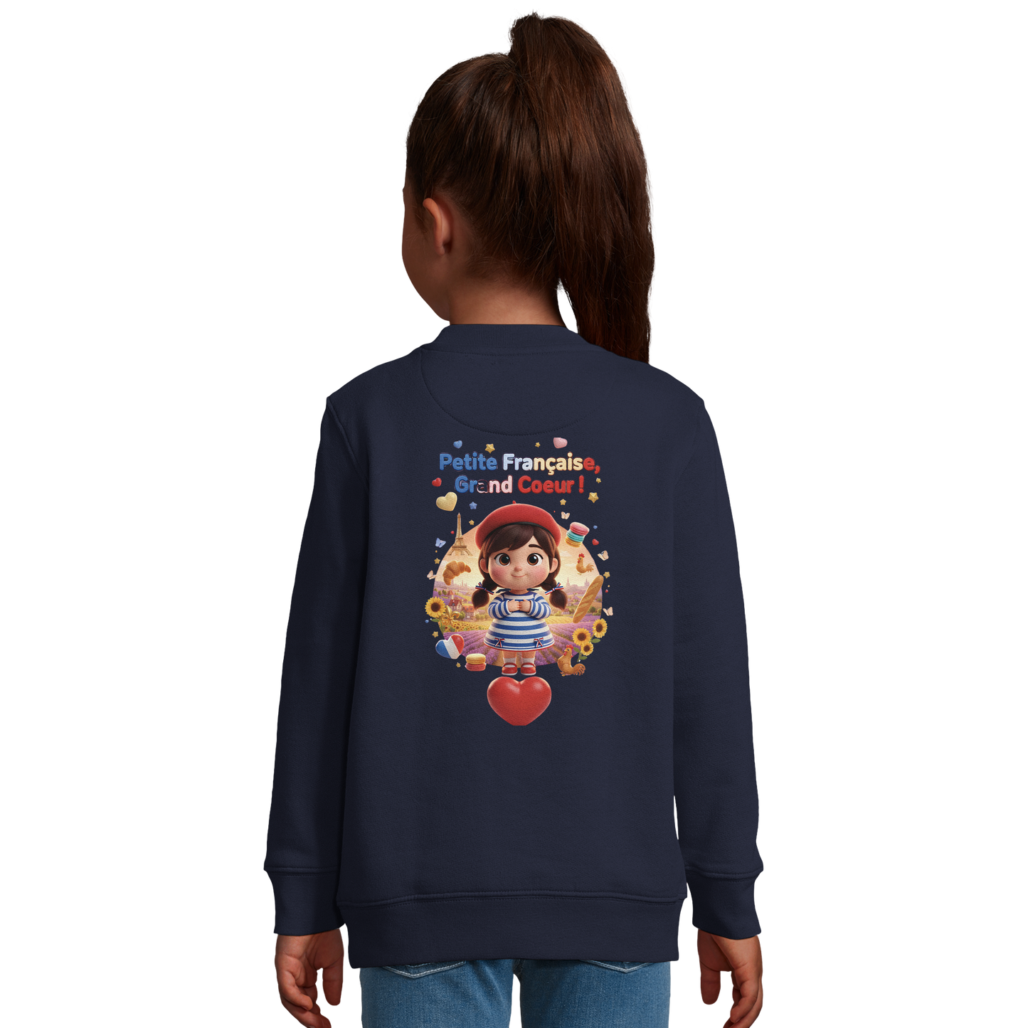 Sweat-shirt fille "Petites Françaises au Grand Cœur" – Confort Éco-Responsable
