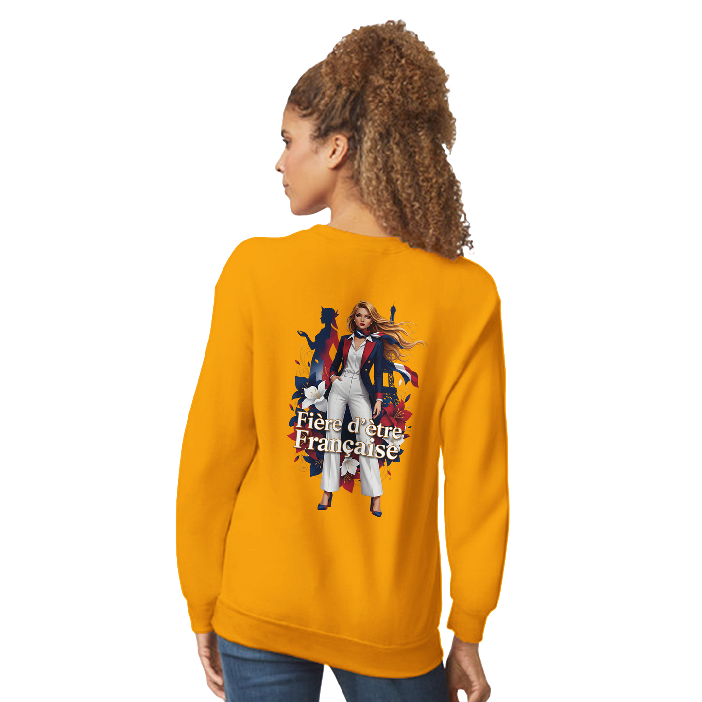 Sweat-shirt femme fière d'être française  Classique Léger et Confortable pour le Printemps