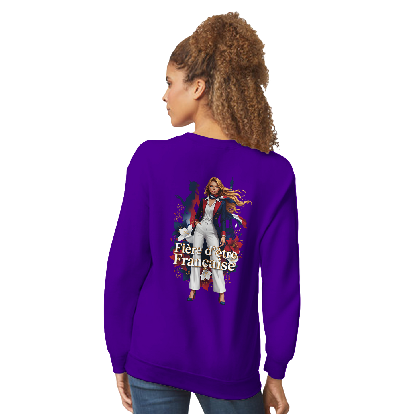 Sweat-shirt femme fière d'être française  Classique Léger et Confortable pour le Printemps