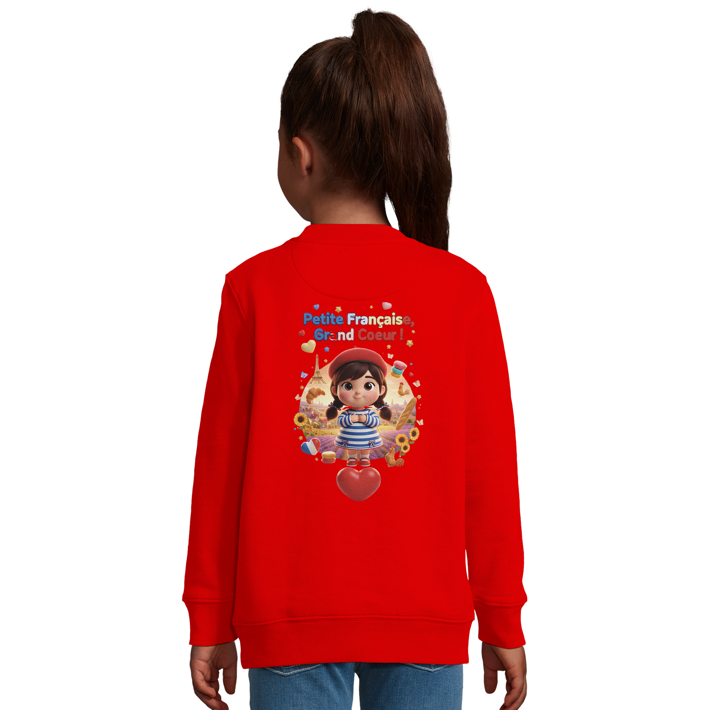 Sweat-shirt fille "Petites Françaises au Grand Cœur" – Confort Éco-Responsable
