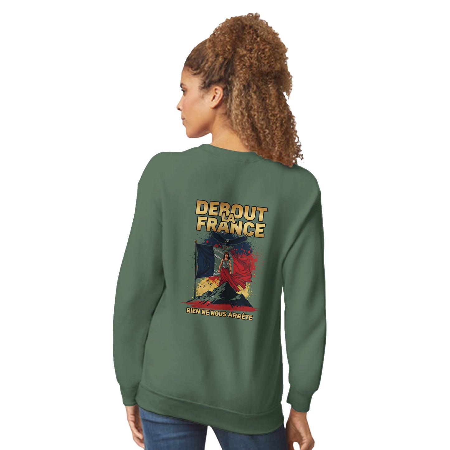 Damen-Sweatshirt „debout la France“ im klassischen französischen Rundhals-Stil | Gildan® 18000