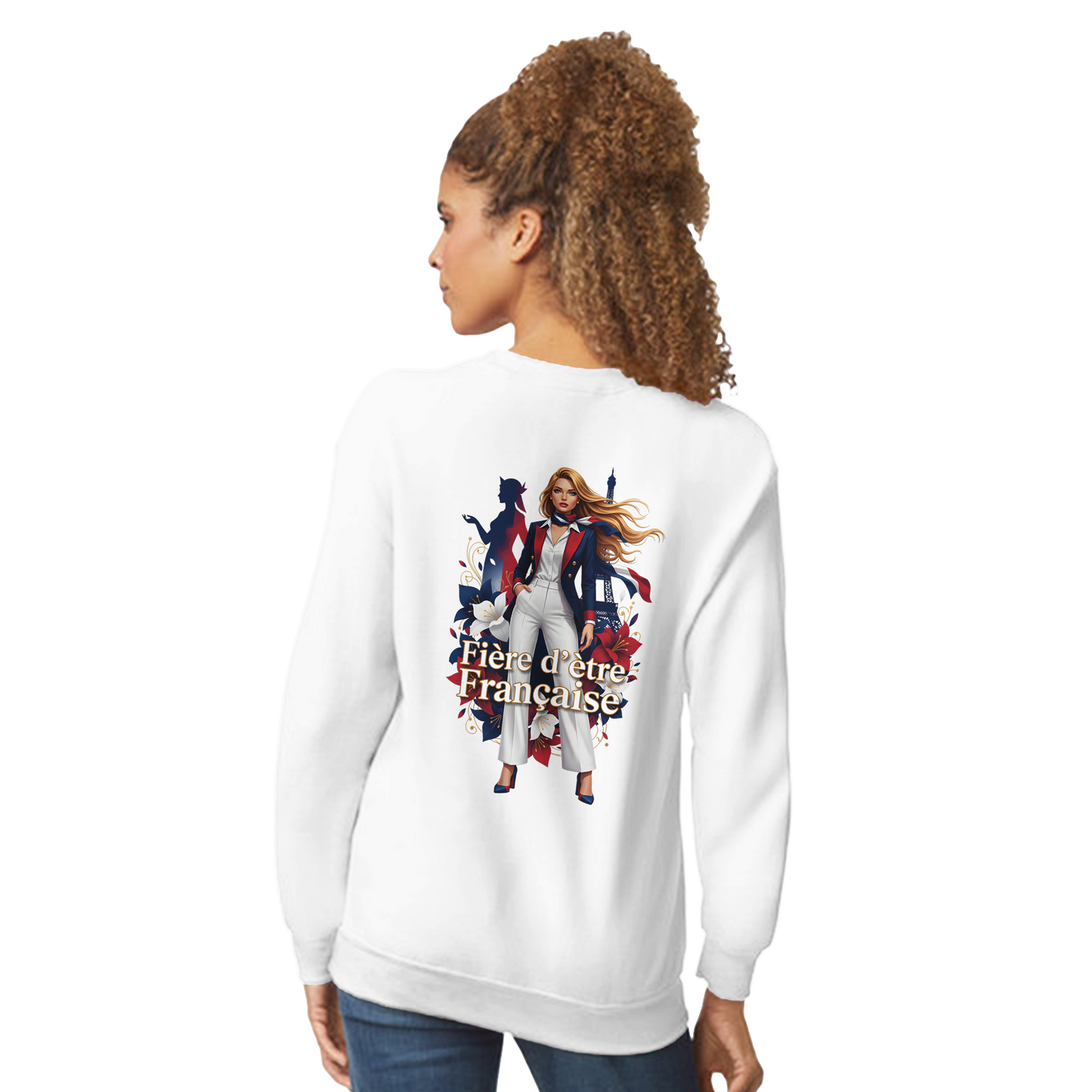Sweat-shirt femme fière d'être française  Classique Léger et Confortable pour le Printemps