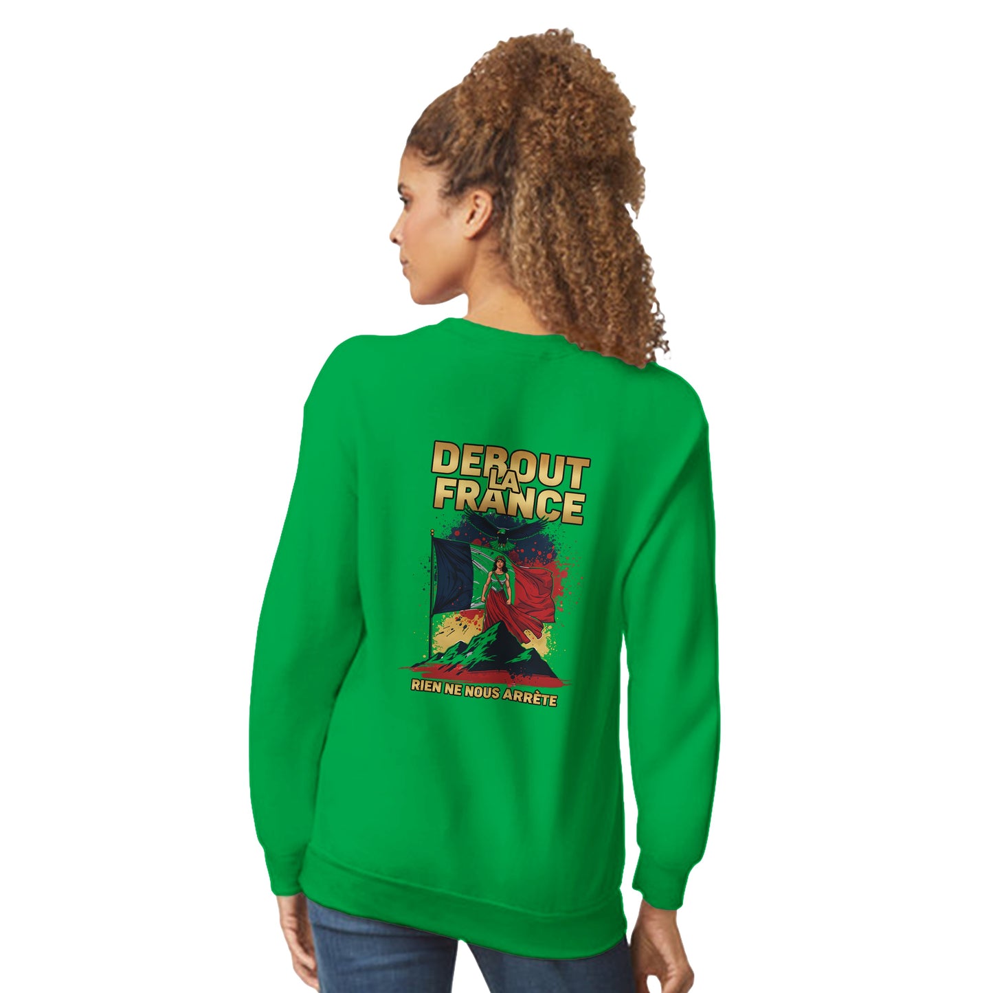 Damen-Sweatshirt „debout la France“ im klassischen französischen Rundhals-Stil | Gildan® 18000