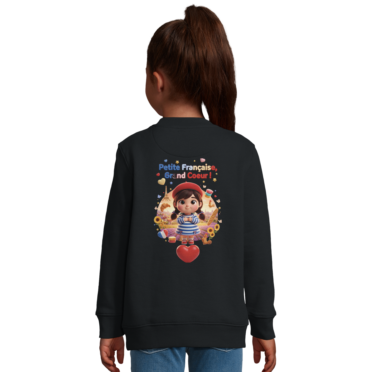 Sweat-shirt fille "Petites Françaises au Grand Cœur" – Confort Éco-Responsable