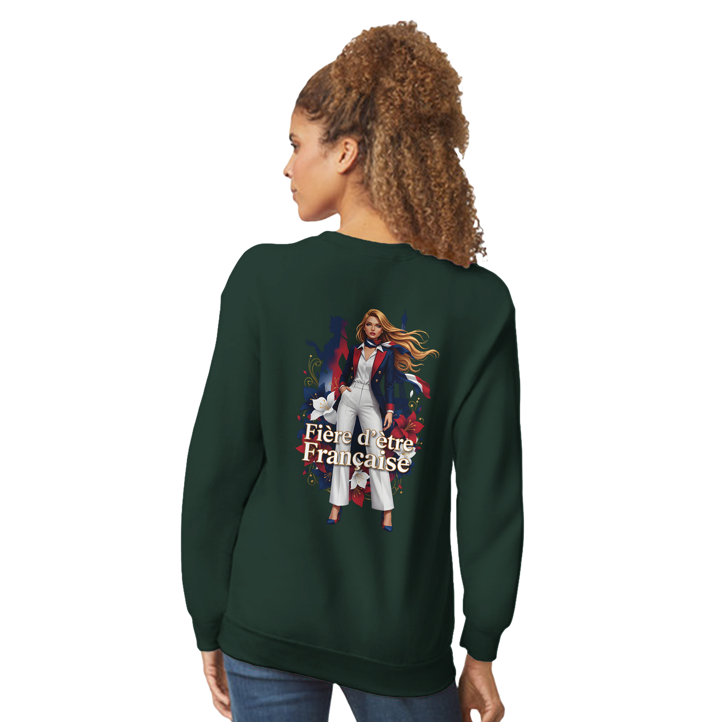 Sweat-shirt femme fière d'être française  Classique Léger et Confortable pour le Printemps