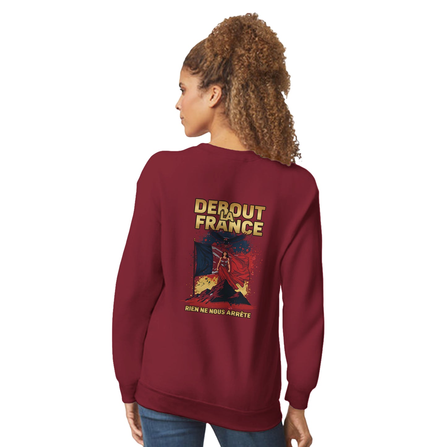 Damen-Sweatshirt „debout la France“ im klassischen französischen Rundhals-Stil | Gildan® 18000