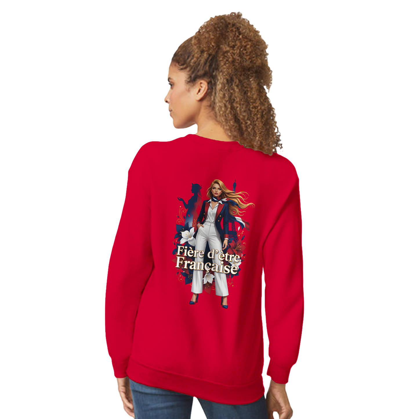 Sweat-shirt femme fière d'être française  Classique Léger et Confortable pour le Printemps