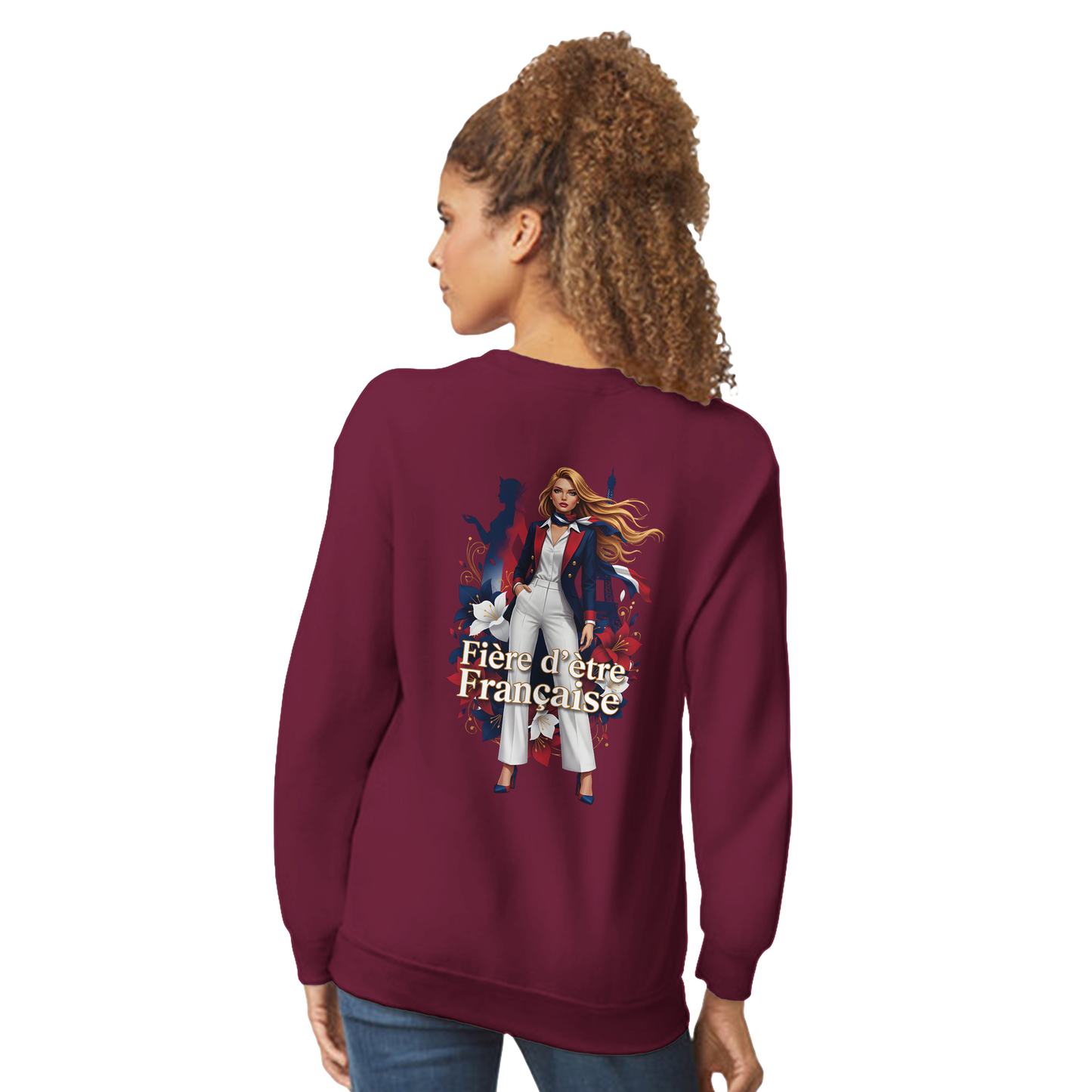 Sweat-shirt femme fière d'être française  Classique Léger et Confortable pour le Printemps