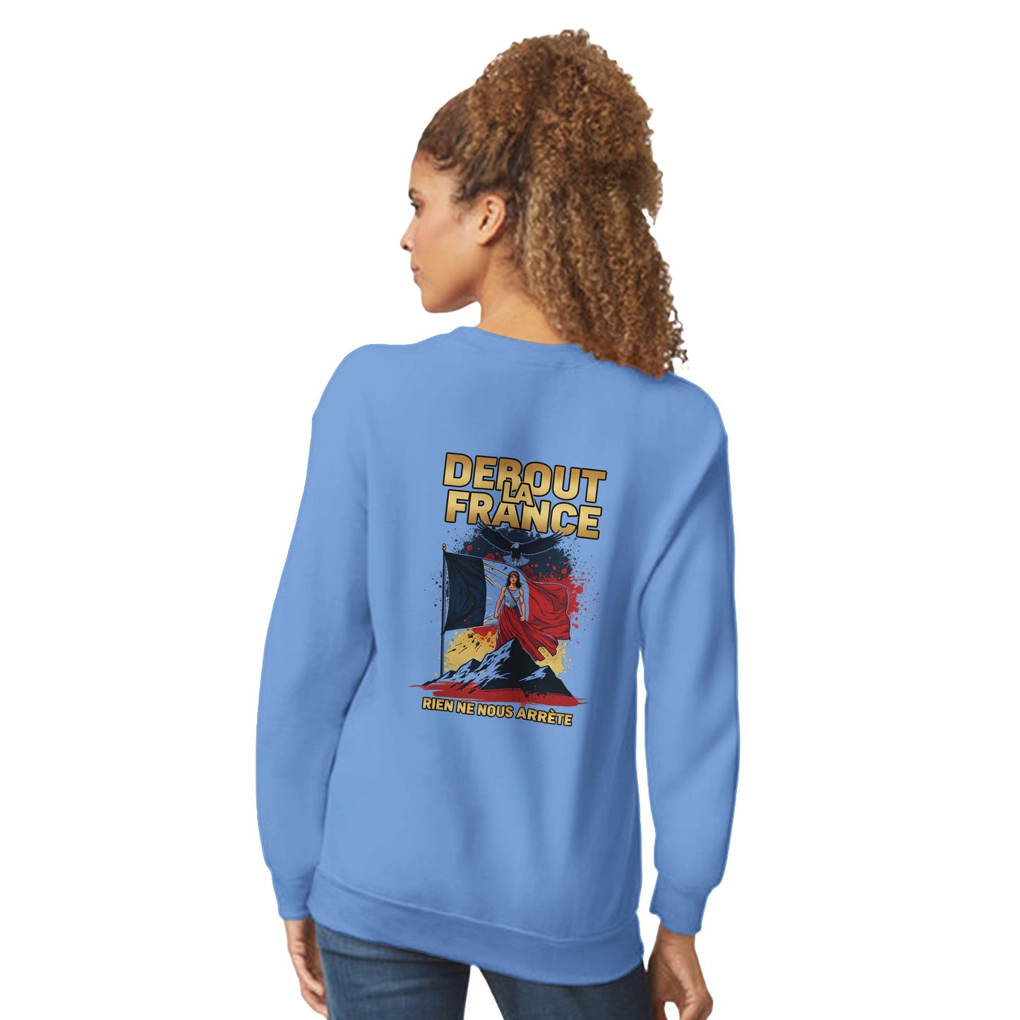 Damen-Sweatshirt „debout la France“ im klassischen französischen Rundhals-Stil | Gildan® 18000