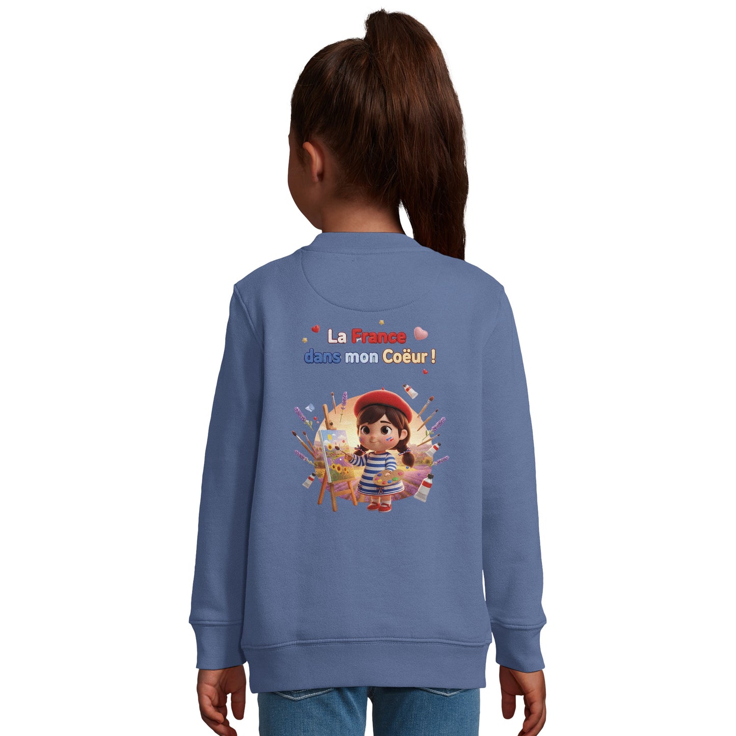 Mädchen-Sweatshirt im französischen Stil „la France dans mon cœur“ aus recyceltem Mischgewebe | SOL'S Columbia Kids 04239