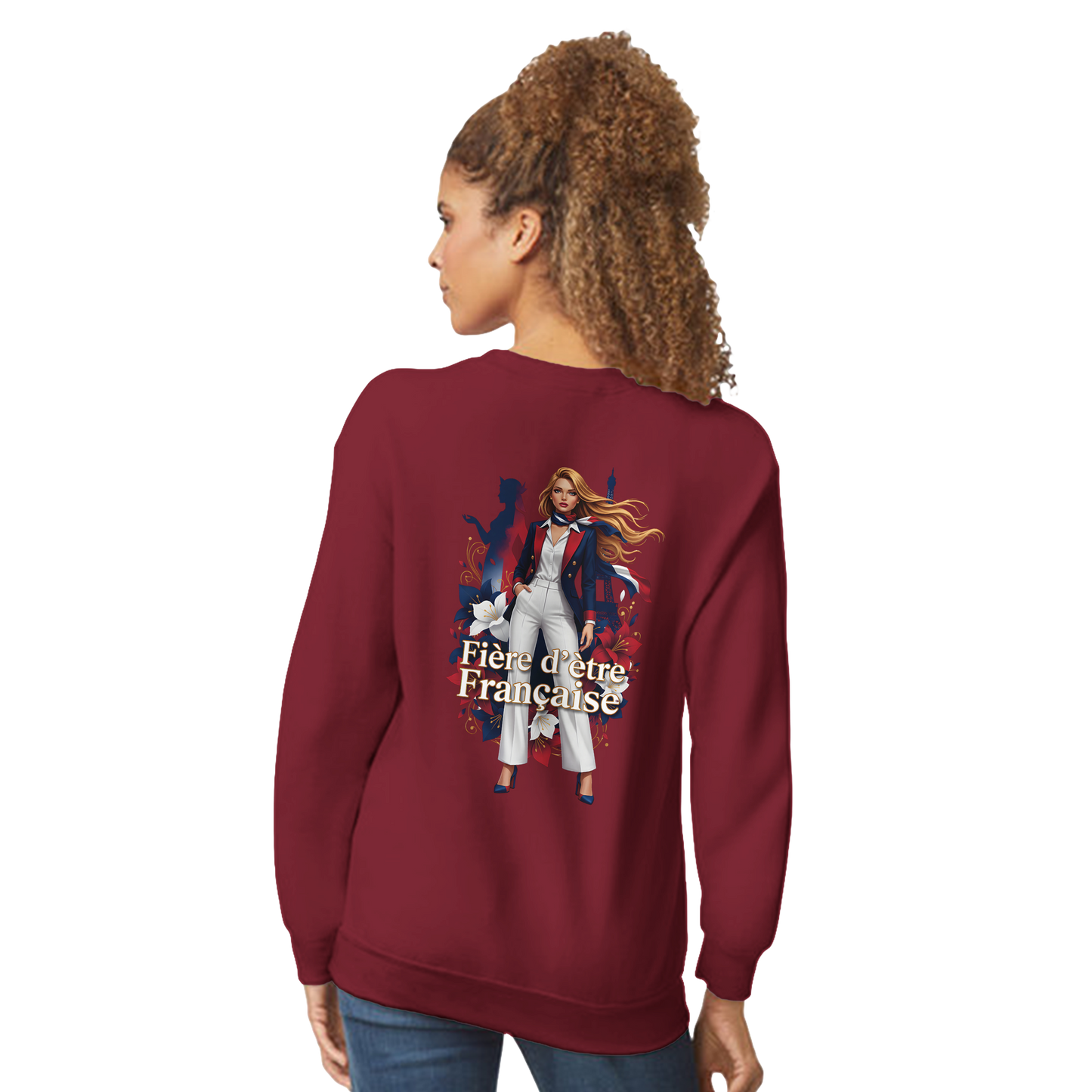 Sweat-shirt femme fière d'être française  Classique Léger et Confortable pour le Printemps