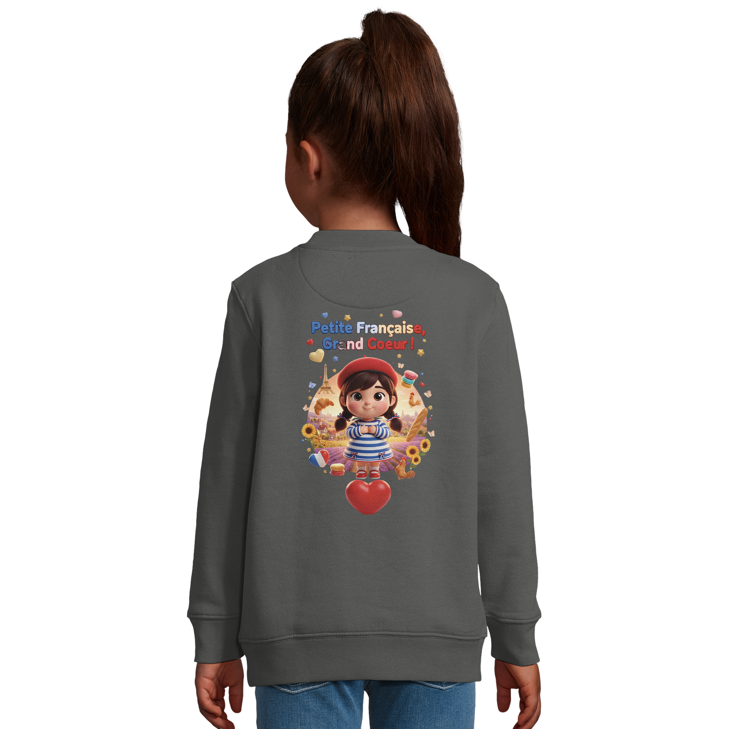 Sweat-shirt fille "Petites Françaises au Grand Cœur" – Confort Éco-Responsable