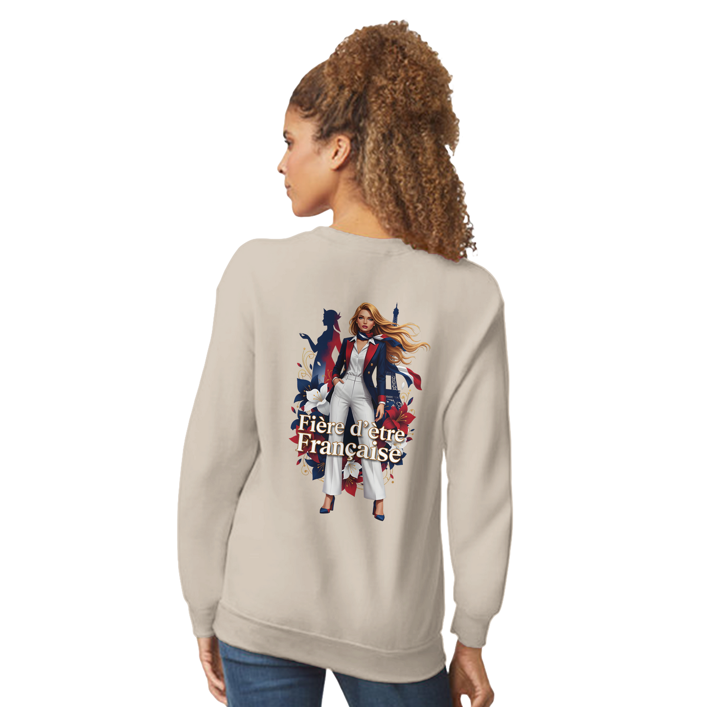 Sweat-shirt femme fière d'être française  Classique Léger et Confortable pour le Printemps