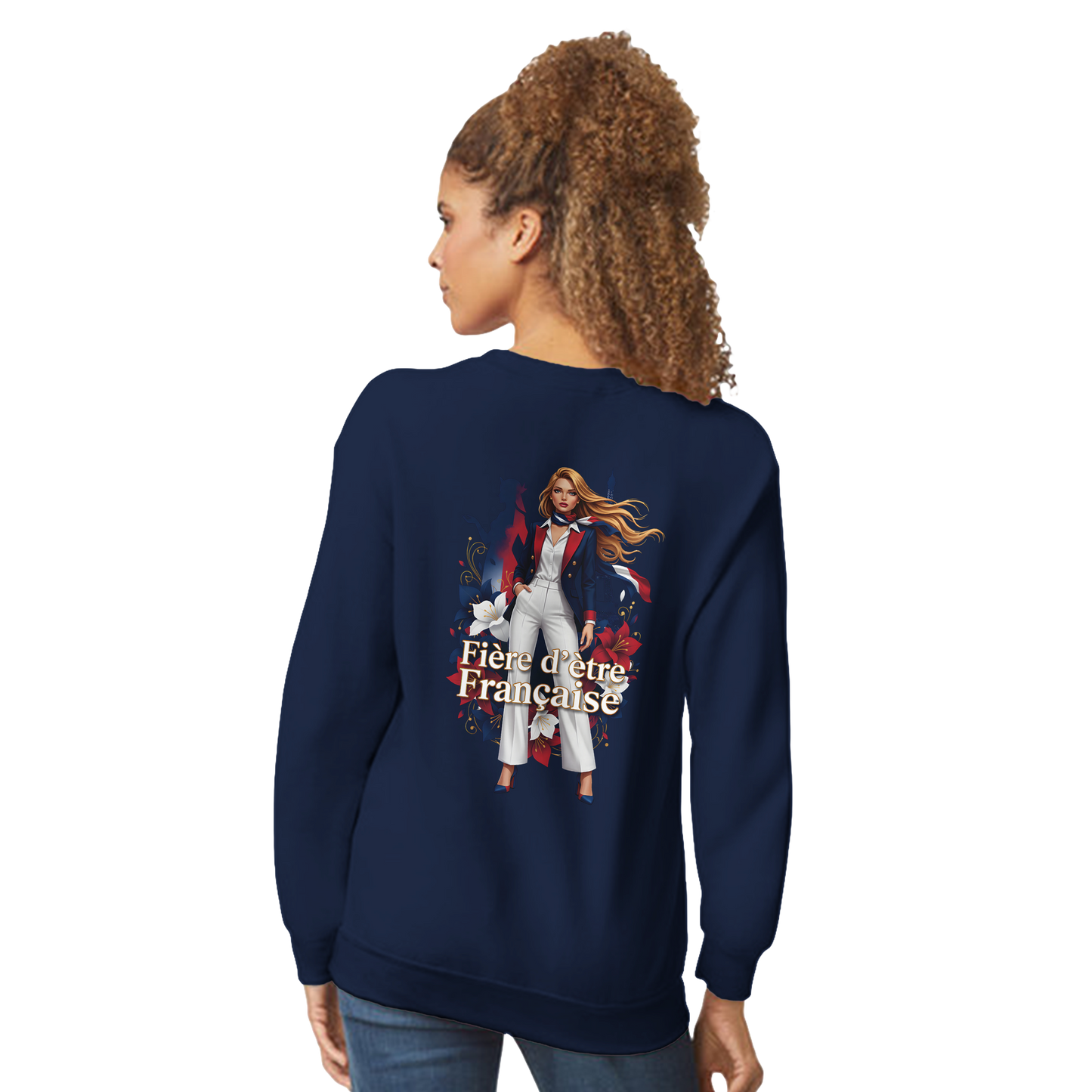 Sweat-shirt femme fière d'être française  Classique Léger et Confortable pour le Printemps