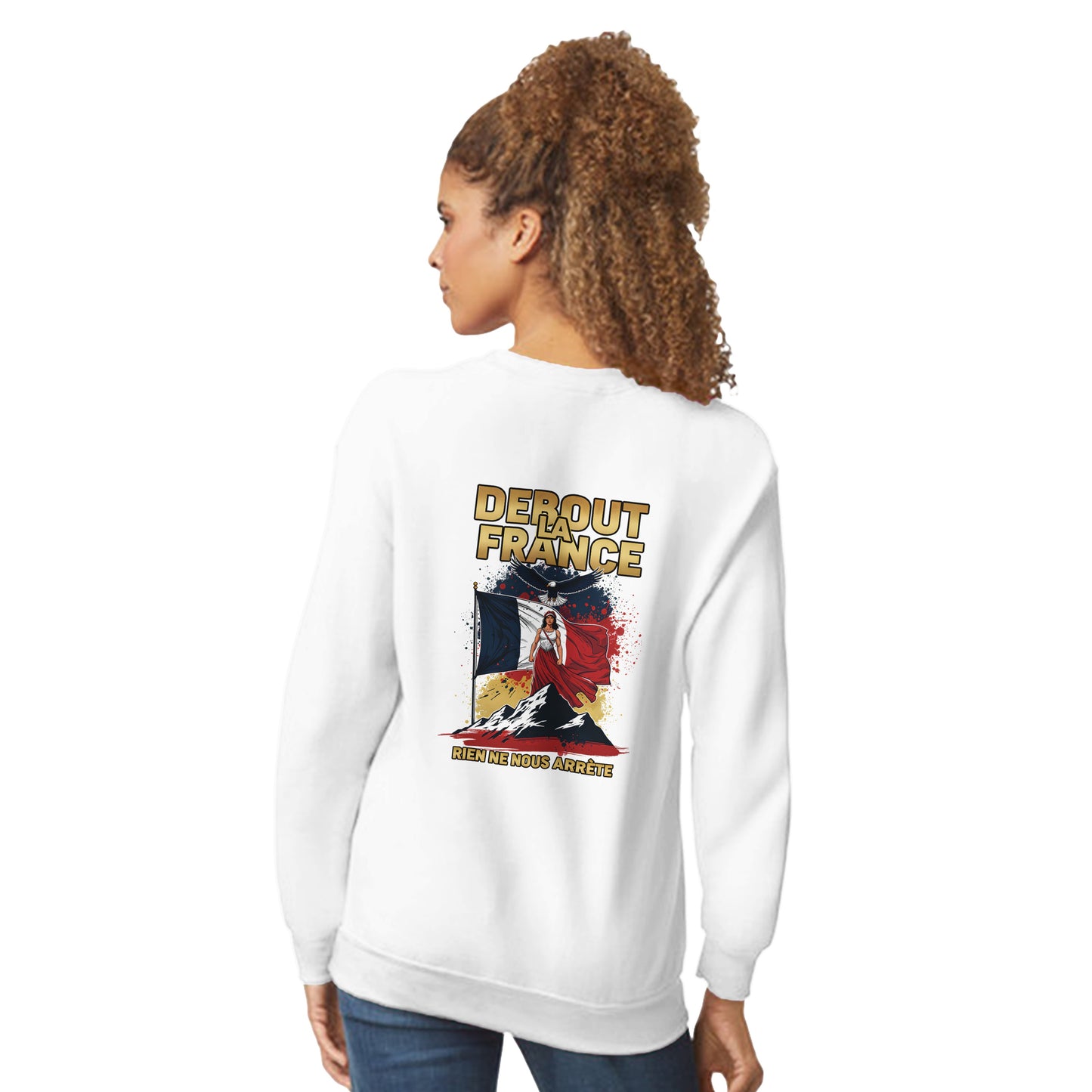 Damen-Sweatshirt „debout la France“ im klassischen französischen Rundhals-Stil | Gildan® 18000