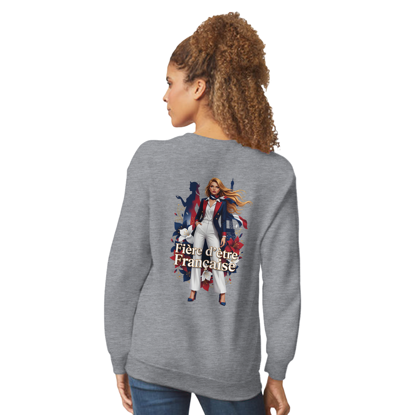 Sweat-shirt femme fière d'être française  Classique Léger et Confortable pour le Printemps