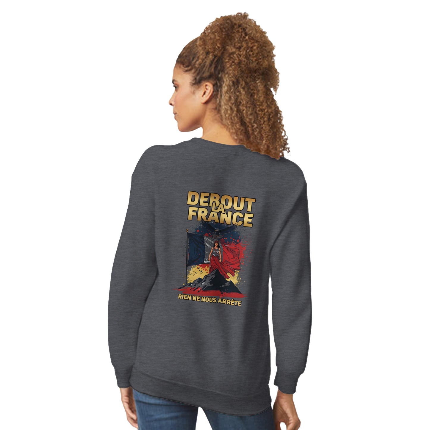 Damen-Sweatshirt „debout la France“ im klassischen französischen Rundhals-Stil | Gildan® 18000