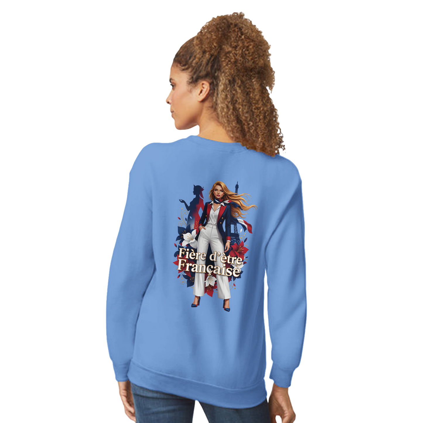 Sweat-shirt femme fière d'être française  Classique Léger et Confortable pour le Printemps