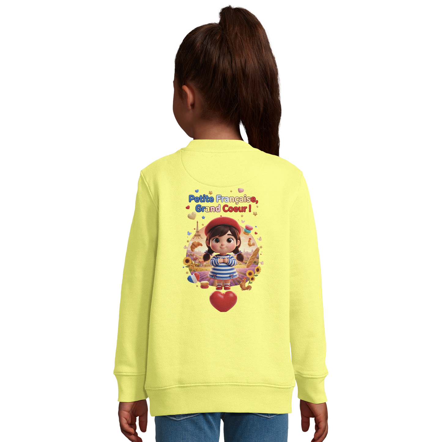 Sweat-shirt fille "Petites Françaises au Grand Cœur" – Confort Éco-Responsable