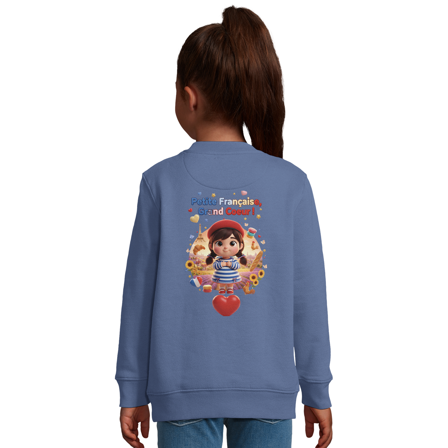 Sweat-shirt fille "Petites Françaises au Grand Cœur" – Confort Éco-Responsable