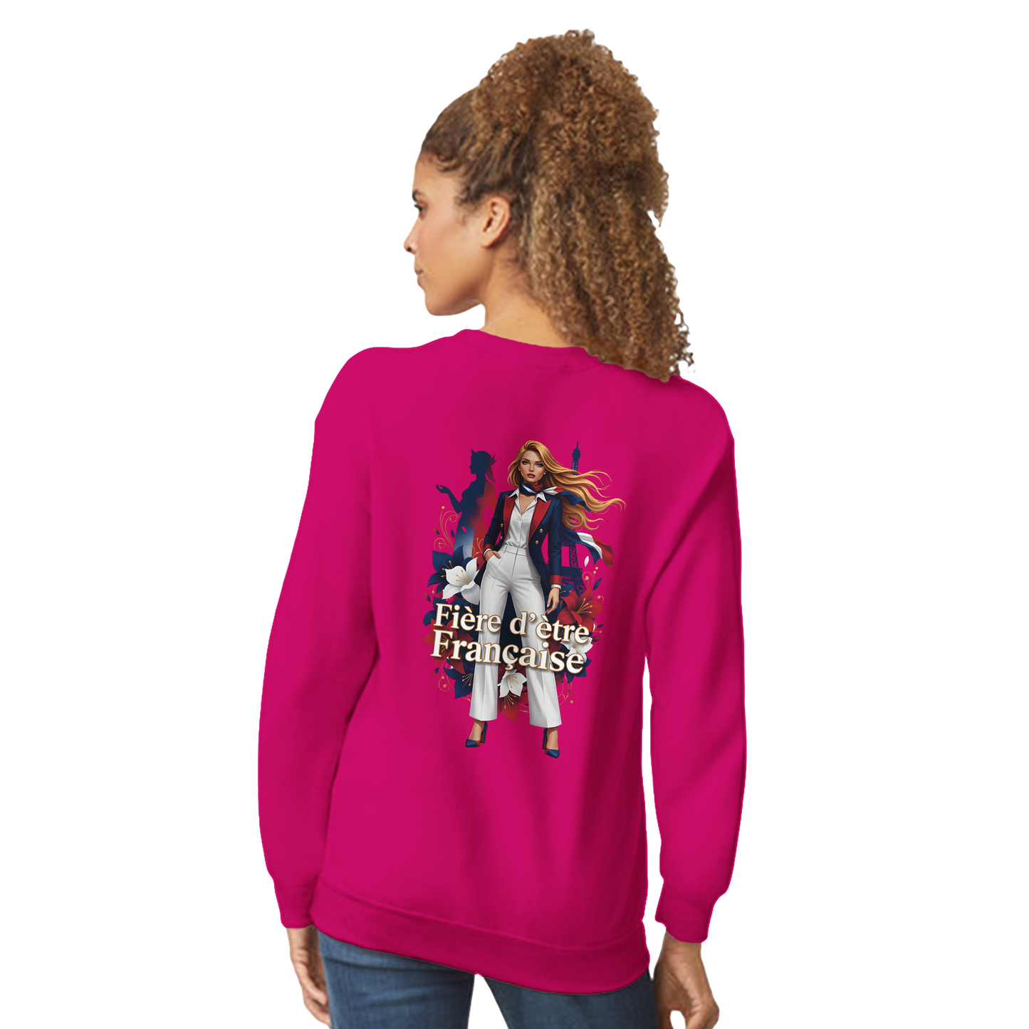 Sweat-shirt femme fière d'être française  Classique Léger et Confortable pour le Printemps