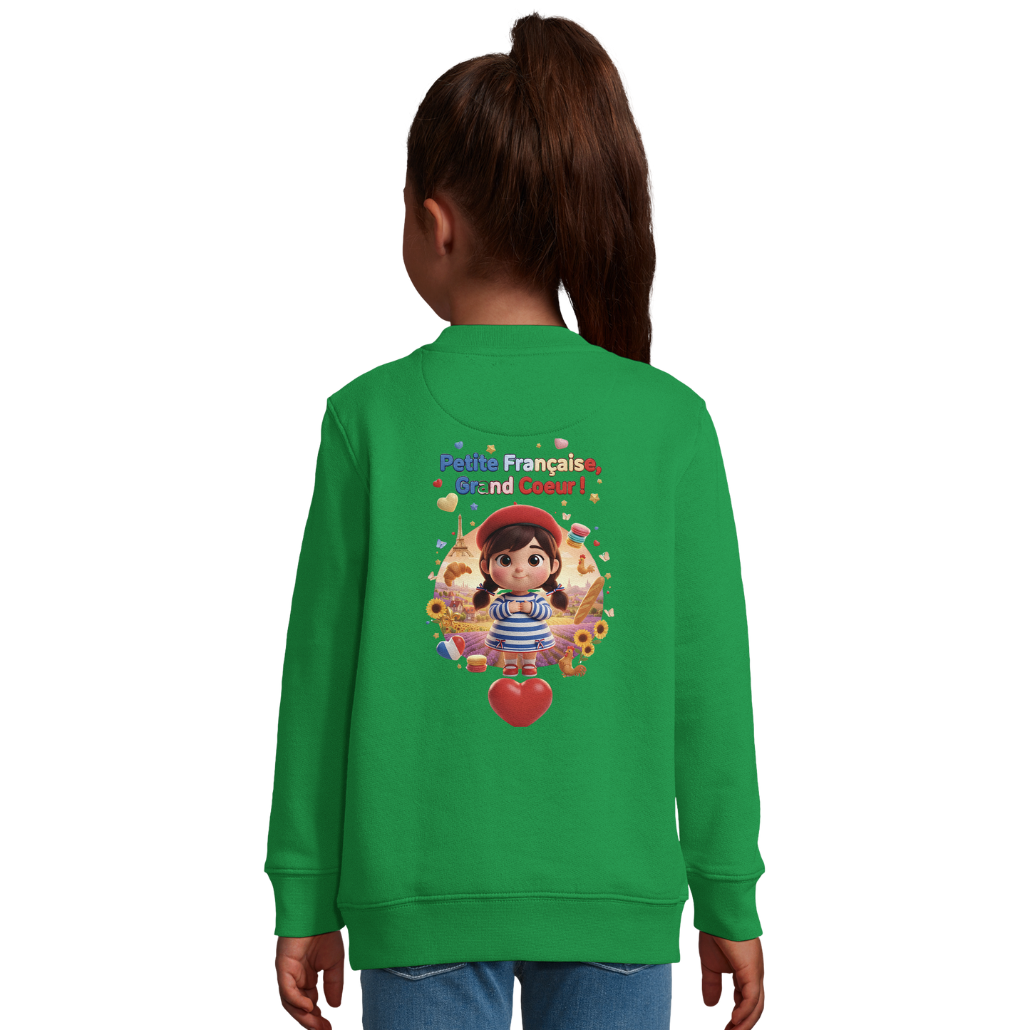 Sweat-shirt fille "Petites Françaises au Grand Cœur" – Confort Éco-Responsable