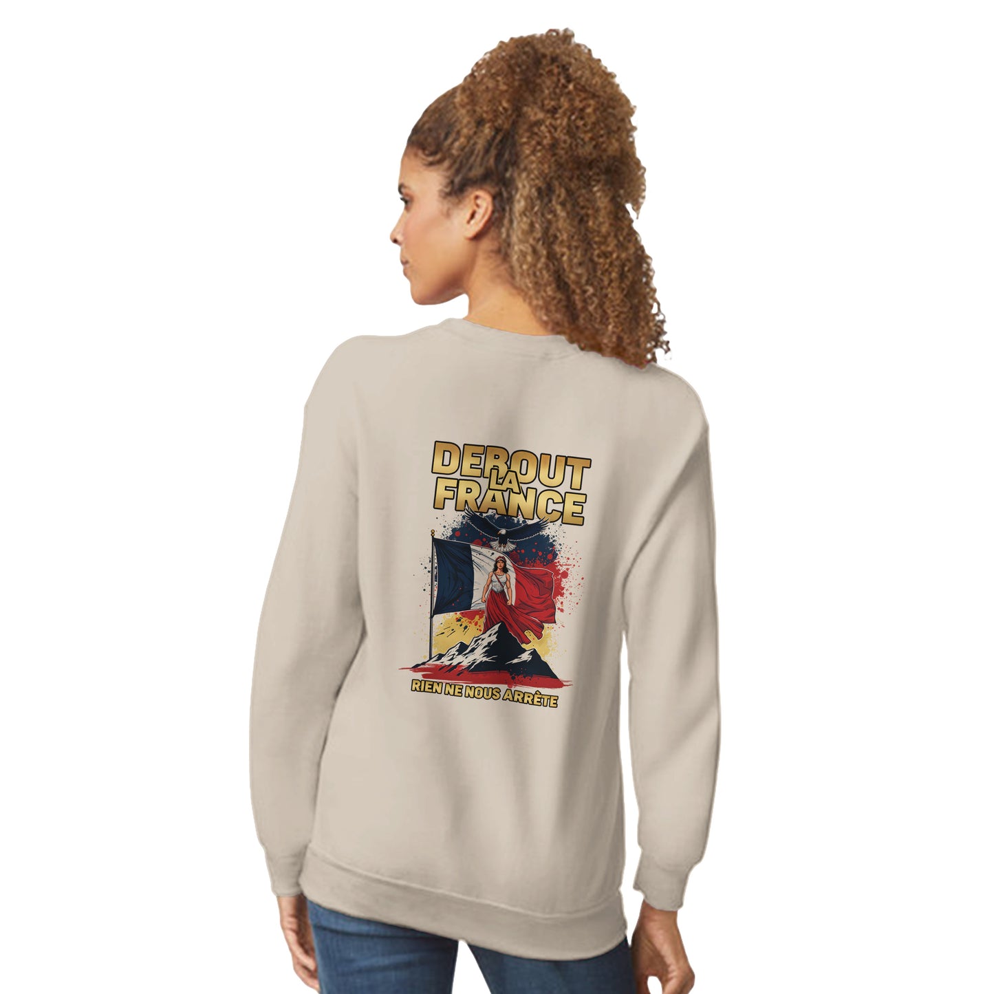 Damen-Sweatshirt „debout la France“ im klassischen französischen Rundhals-Stil | Gildan® 18000