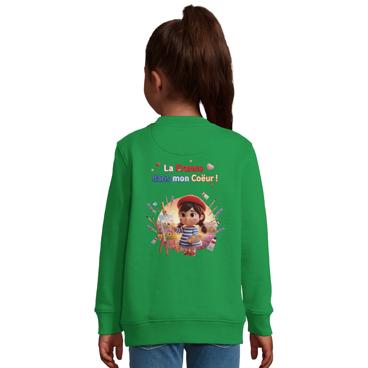 Mädchen-Sweatshirt im französischen Stil „la France dans mon cœur“ aus recyceltem Mischgewebe | SOL'S Columbia Kids 04239