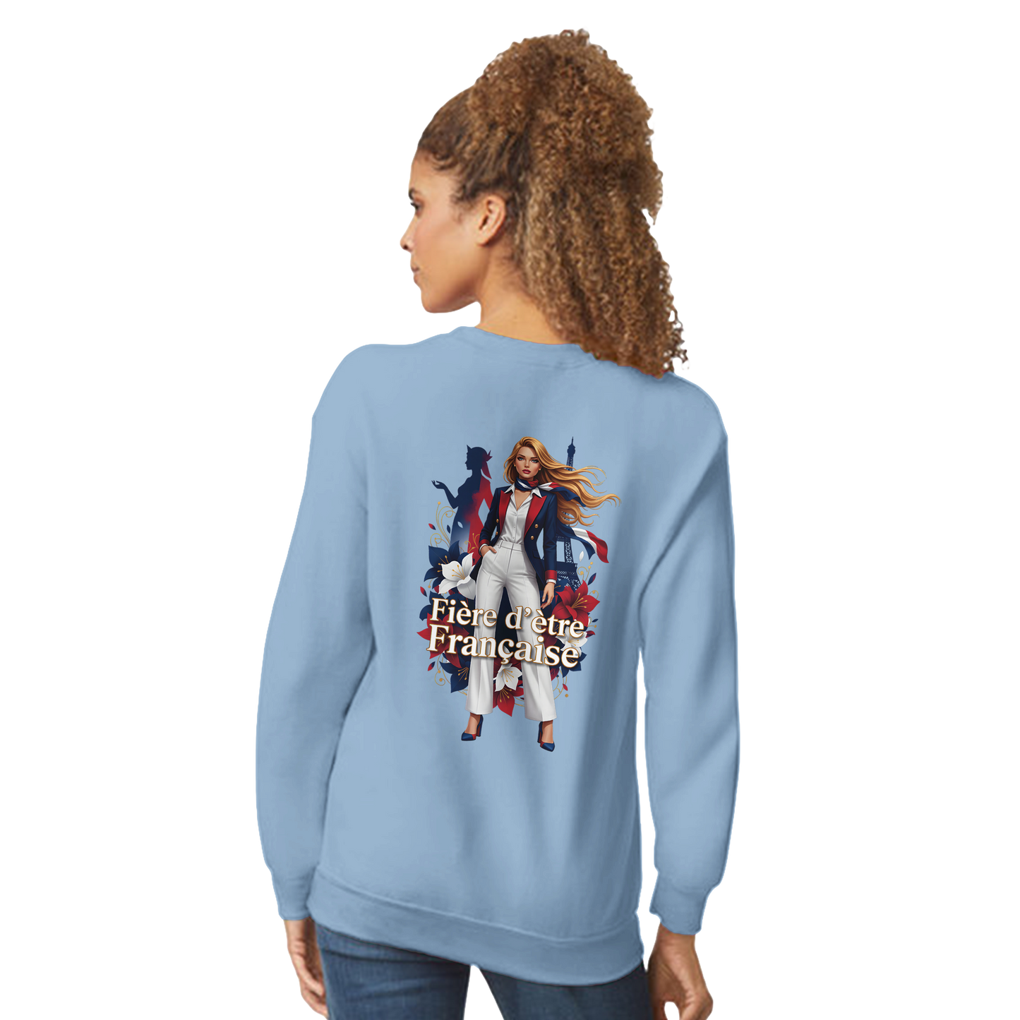 Sweat-shirt femme fière d'être française  Classique Léger et Confortable pour le Printemps