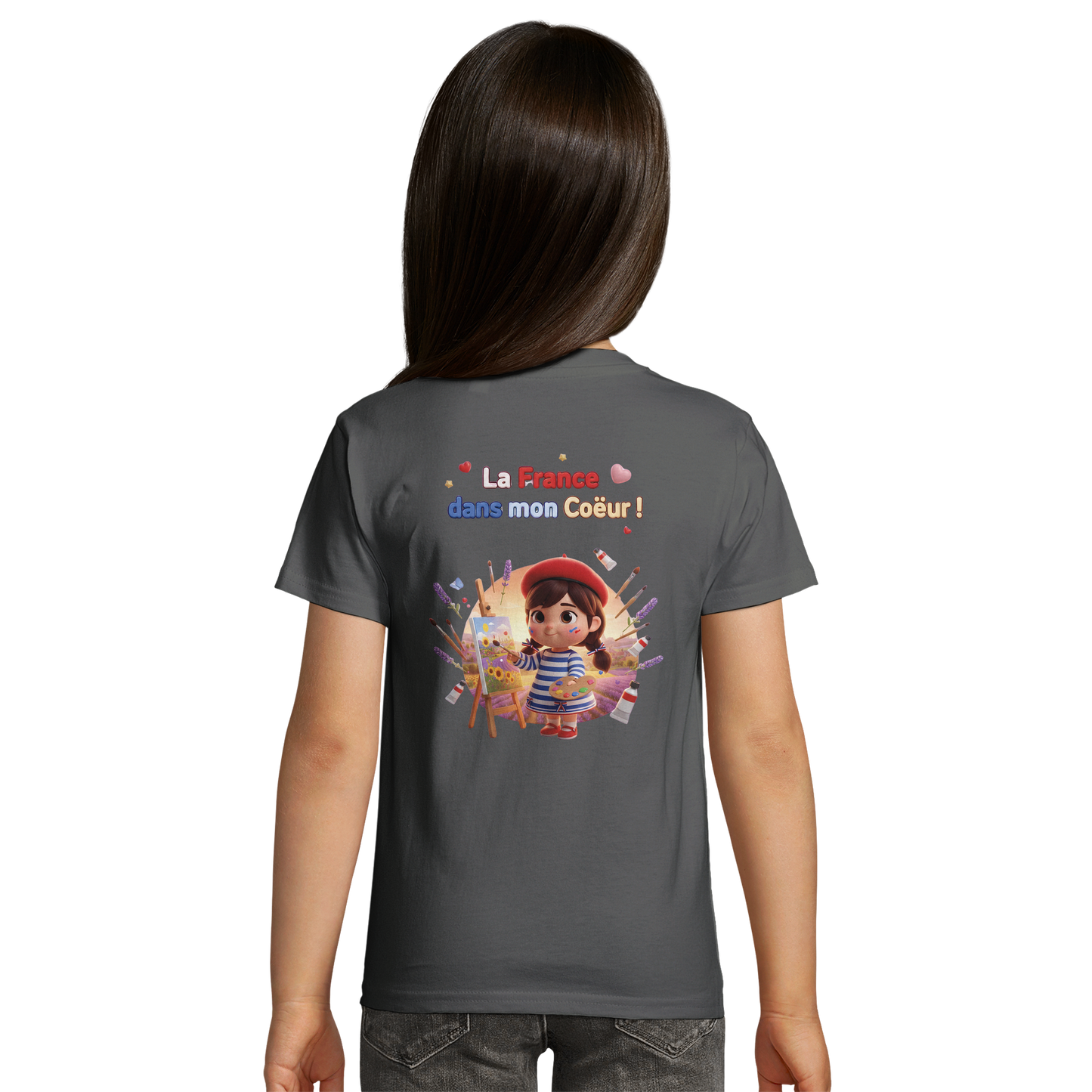 Bio Kinder Enganliegendes T-Shirt| Mädchen Stil-Französisch Frankreich in meinem Herzen | SOL'S Pioneer Kids 03578