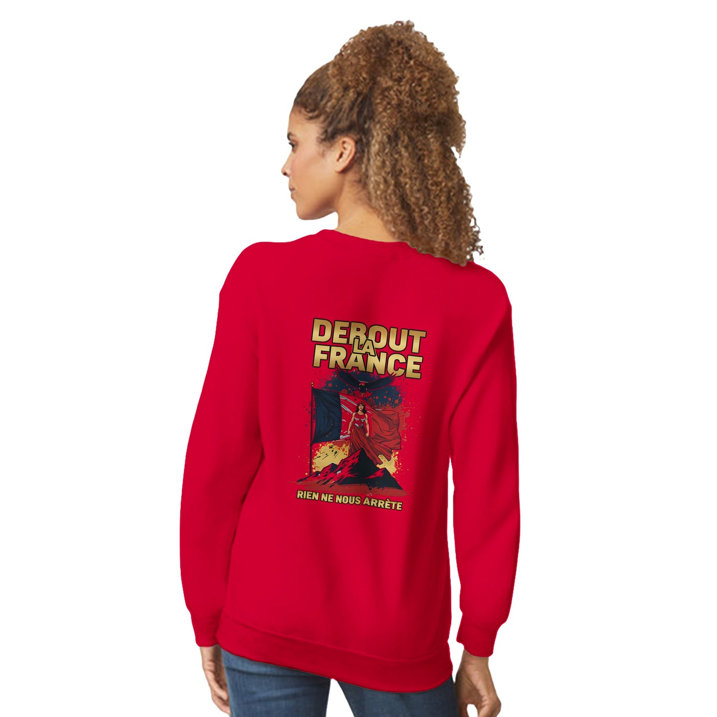 Damen-Sweatshirt „debout la France“ im klassischen französischen Rundhals-Stil | Gildan® 18000
