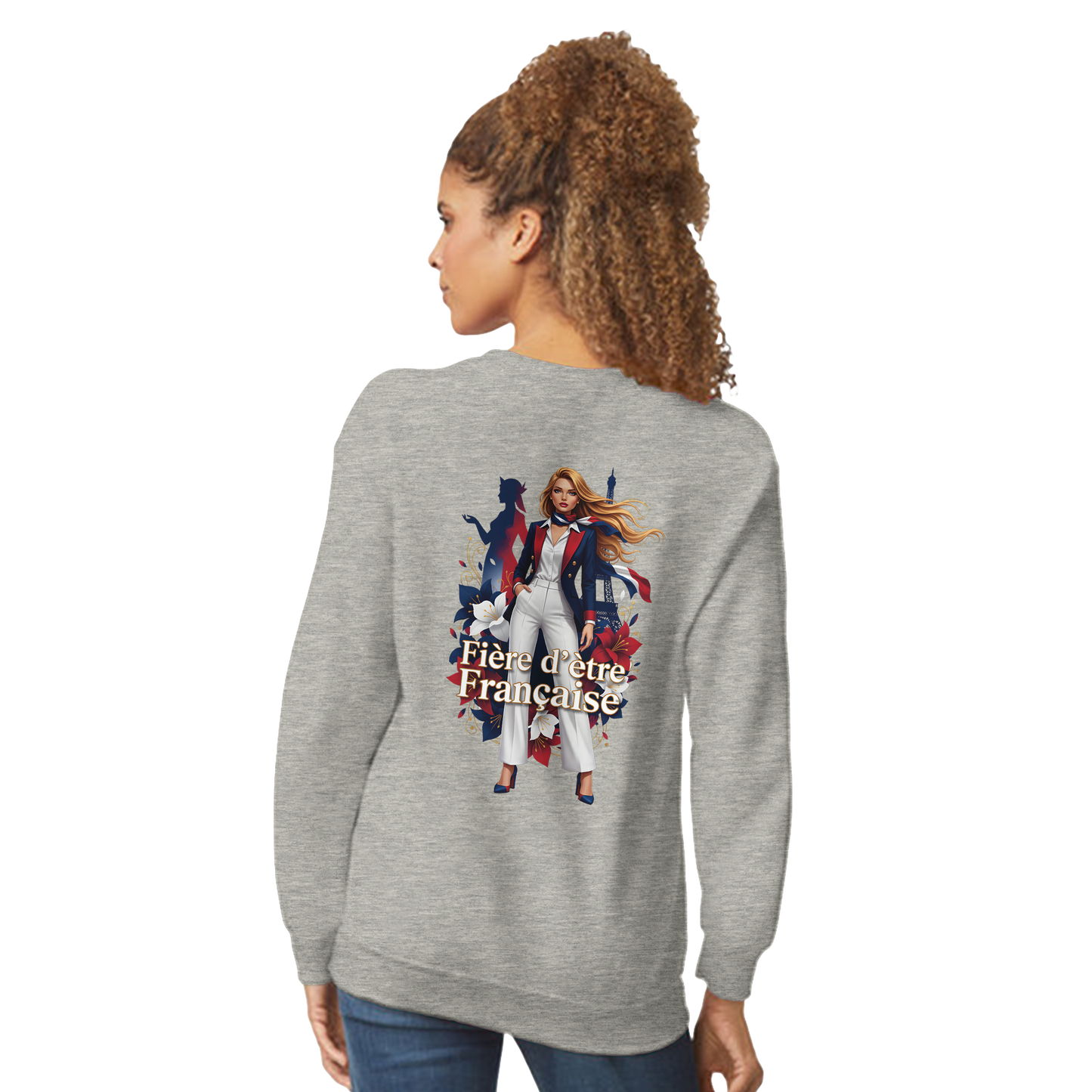 Sweat-shirt femme fière d'être française  Classique Léger et Confortable pour le Printemps