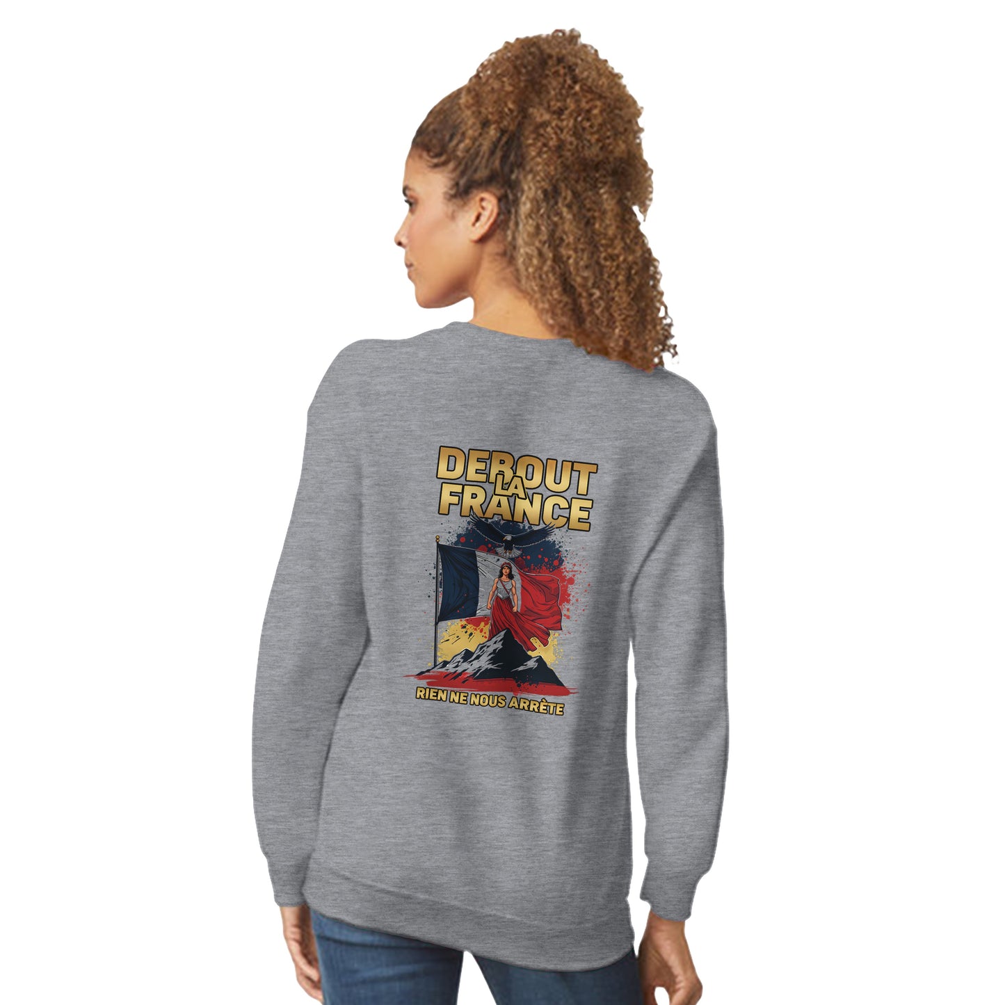 Damen-Sweatshirt „debout la France“ im klassischen französischen Rundhals-Stil | Gildan® 18000