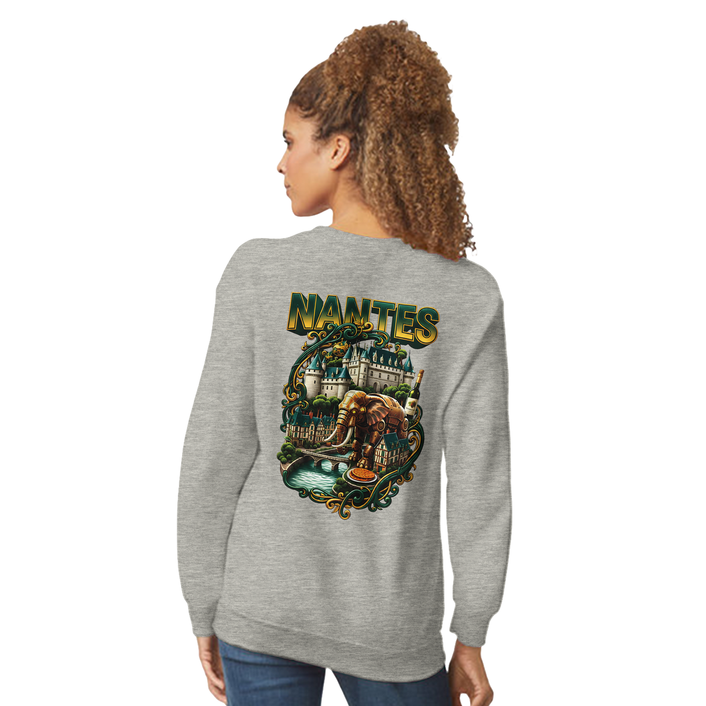 Unisex-Sweatshirt Nantes Stadt Frankreich klassisch Rundhals | Gildan® 18000