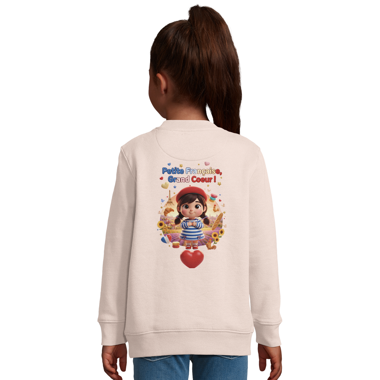 Sweat-shirt fille "Petites Françaises au Grand Cœur" – Confort Éco-Responsable